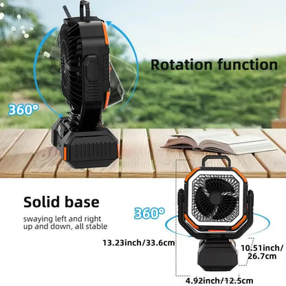 40000mAh Camping Fan Rechargeable Desktop Portable Air Circulator Wireless Ceiling Electric Fan with Power Bank LED Lighting