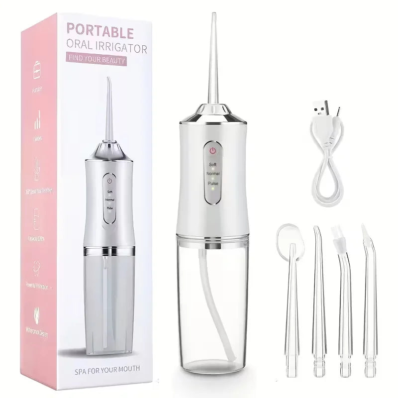 Portable Electric Water Flosser, With 4Nozzles, UsB Charging, 3 Smart Modes,Fully Automatic Handheld Oral lrrigator,Dental Clean