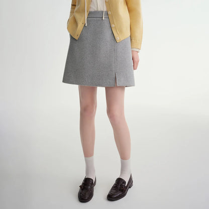 DUSHU Classic Long and Short Elastic Waist A-line Skirt 2025 Winter Skirt for Women Solid Simple Commuting Office Ladies College