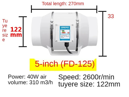 Exhaust Pipe Fan Ventilation Fan Pipe Fan Inline Duct Fan Ventilation Exhaust Blower Fans Quiet For Ducting