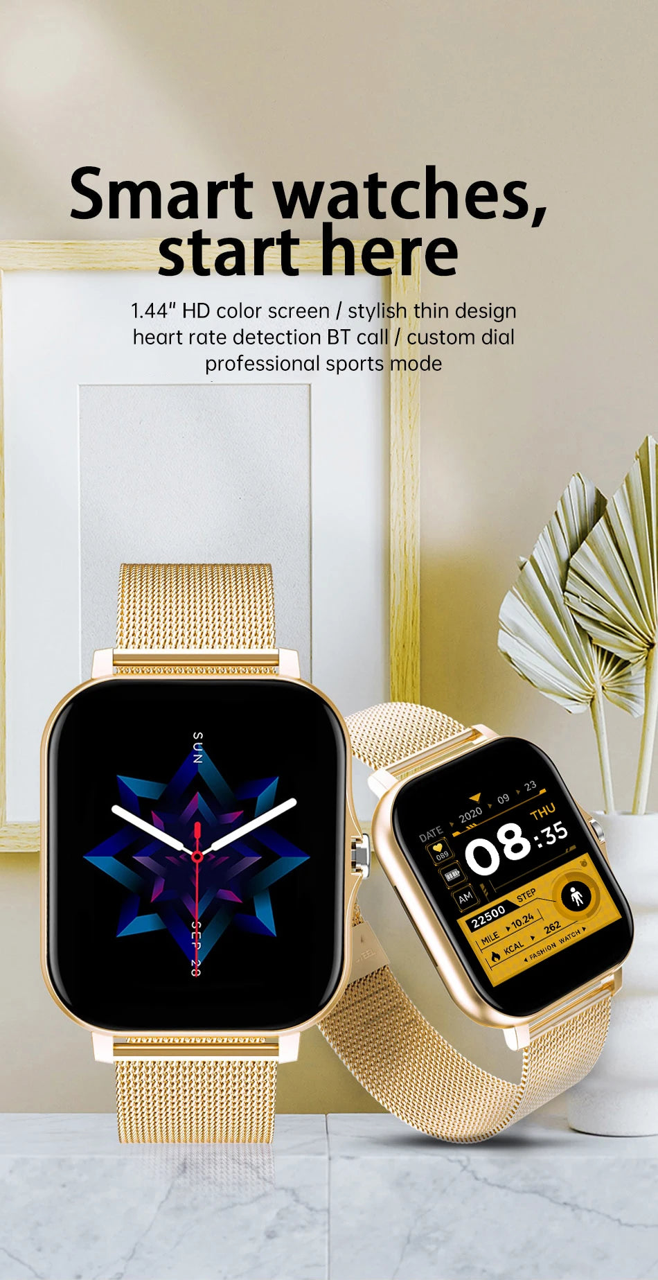 2026 Smartwatch Android Phone 1.44''Inch HD Screen Bluetooth Call Blood Oxygen/Pressure Monitoring Smart Watch Women Men Gift