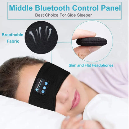 HUAWEISHI Bluetooth 5.0 Earphones Sports Sleeping Headband Elastic Wireless Headphones Music Eye Mask Wireless Headset Headband