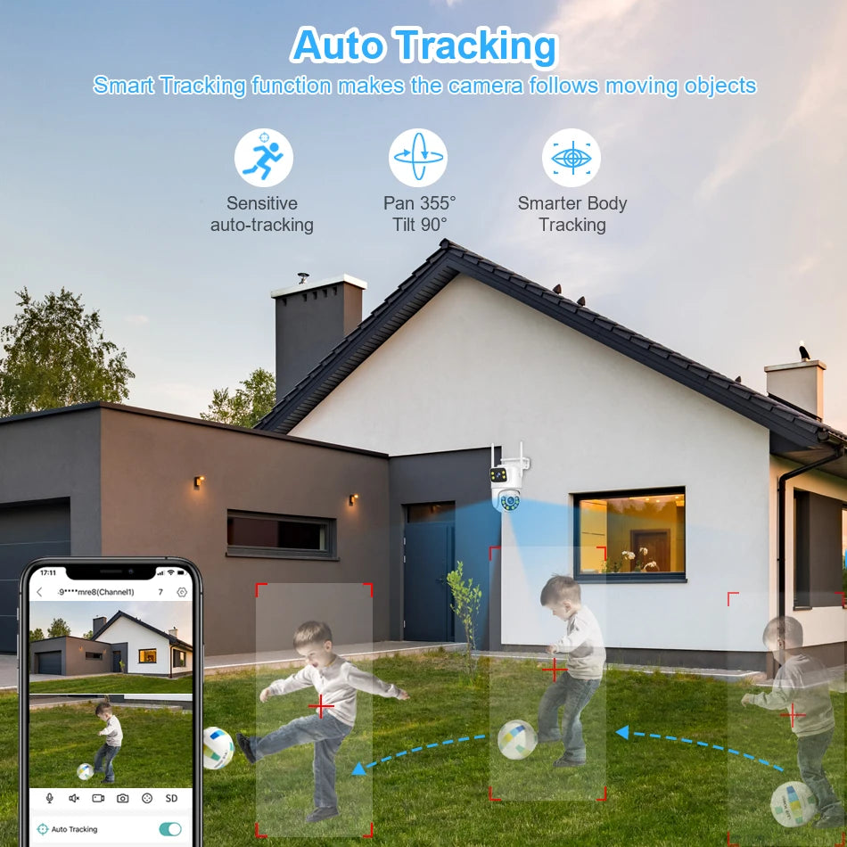 Smar WiFi Security Camera System 6MP Dual Lens Wireless IP Camera Kit With Two-Way Audio 8CH NVR