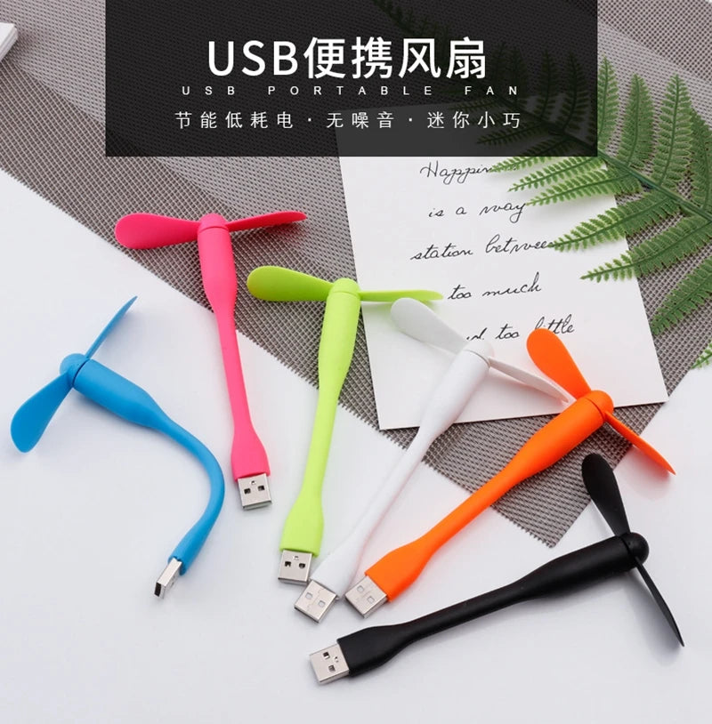 Mini USB Fan Flexible Bendable Cooling Fan For Power Bank Laptop PC AC Charger Portable Hand Fan Computer Summer Gadget