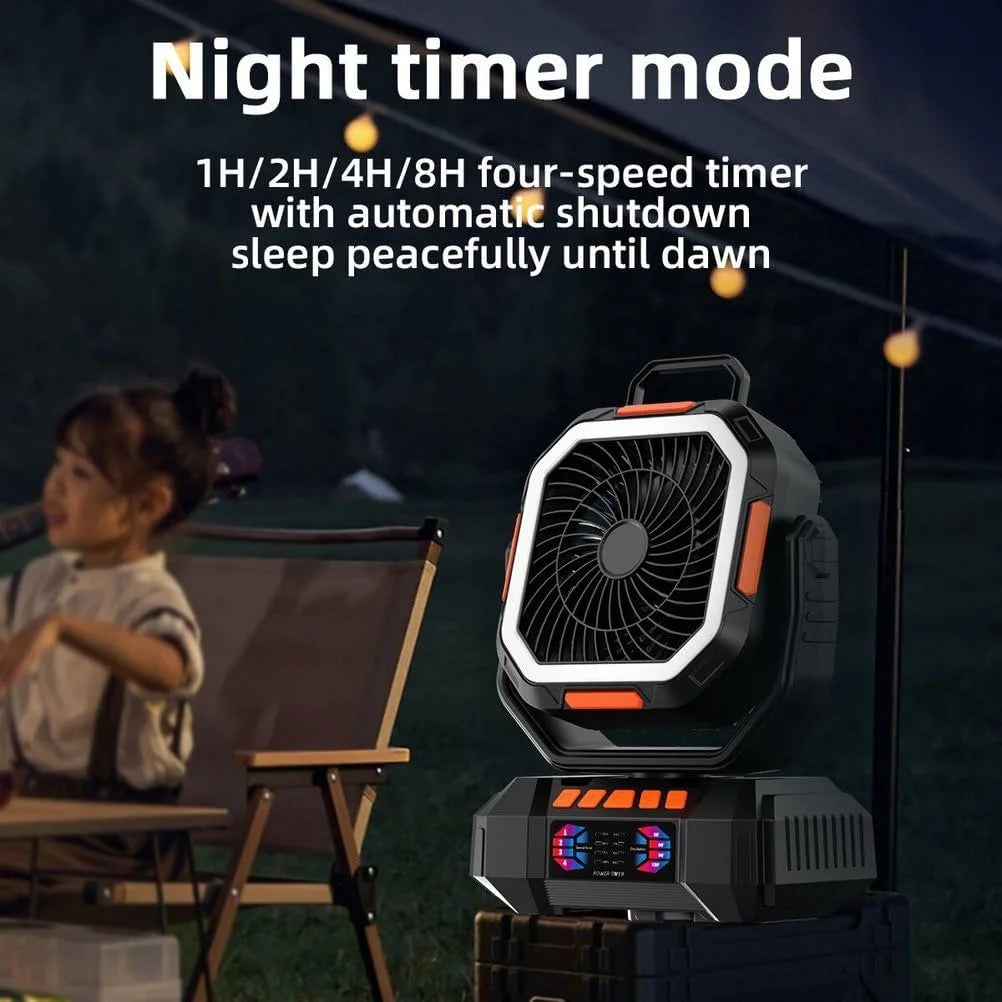 Portable Camping Fan with 40000mAh Battery Powerful Wind Stepless Speed Regulation and Fast Charging Outdoor Camping Essentials
