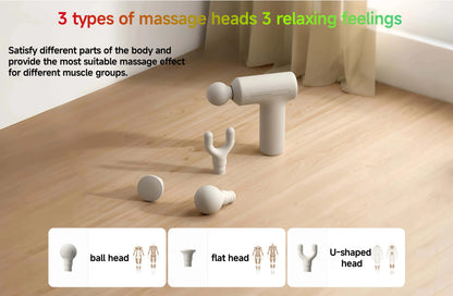New Mijia Mini Fascia Gun 3 Portable Muscle Massage Gun Thrust Brushless Silent Motor 3 Massager Heads Relax Body Type-C CN