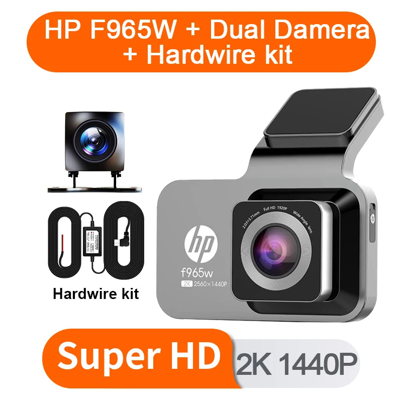 HP car camera F965 dash cam camera 2k UHD night vision WiFi video loop video parking monitoring car dashcam auto dashcam 1440P
