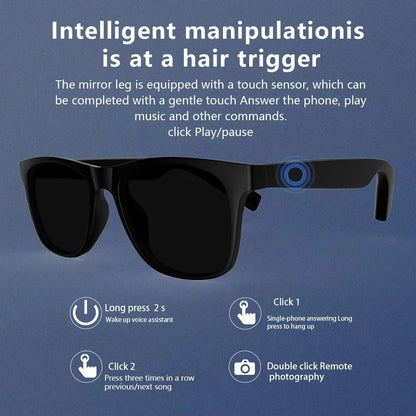 AI Smart Glasses Remote Control Touch Photo Camera Recording Translator Voice Assistant Music Wireless Bluetooth Sunglasses