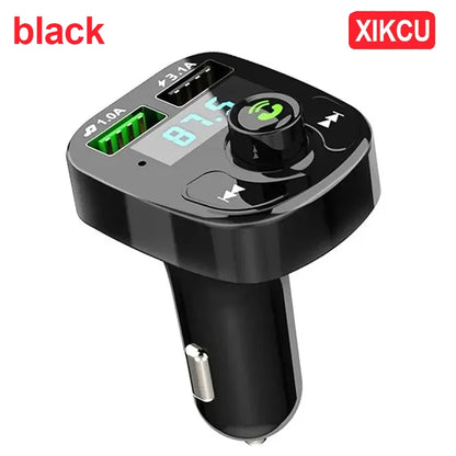 XIKCU LED MP3 Bluetooth FM Audio Receiver Hands-Free Bluetooth 5.0 Transmitter 2.1A 3.1A QC3.0 Type C Dual USB Car kit Charger