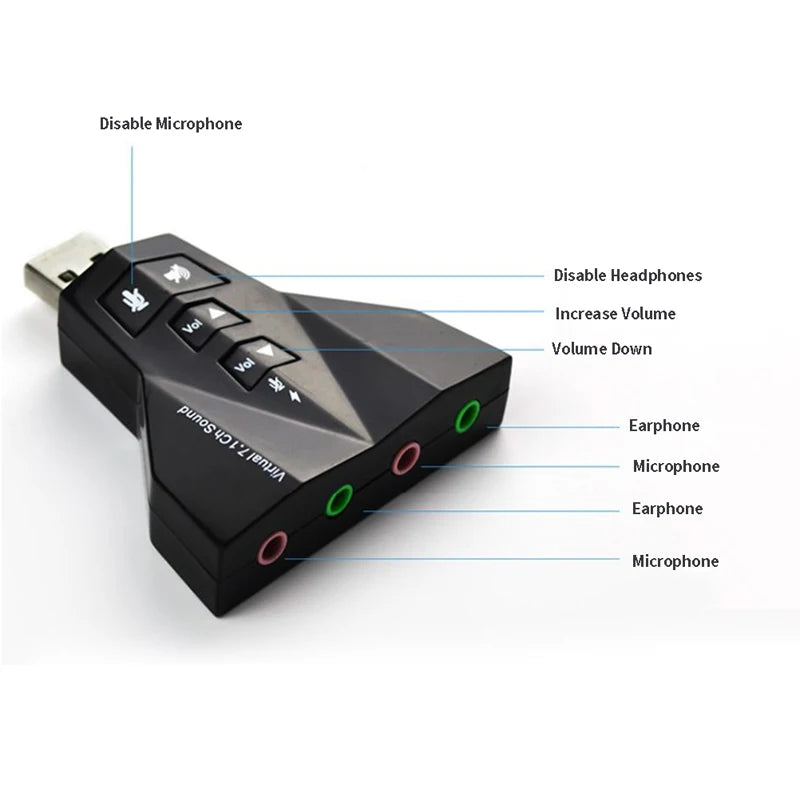 USB Virtual 7.1 Independent Sound Card Airplane shaped Sound Card Computer Driver Free External Desktop Laptop