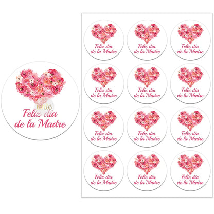 Feliz Día De La Madre Español Happy Mother's Day Decor Stickers Labels Floral Self-adhesive Paper Labels