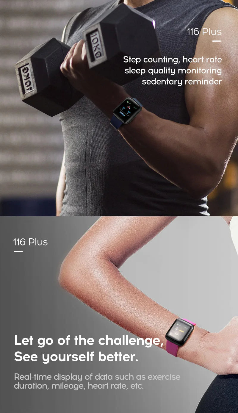 116plus Smart Watch Men Women Bluetooth Connected Phone Music Fitness Multifunctional Sports Bracelet Sleep Monitor Smartwatchs