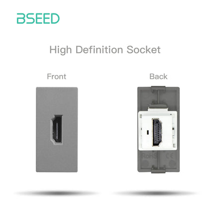 BSEED Glass Frames EU Standard HDMI Tel Sockets Module Part Internet Wall Sockets TV DIY Function Base USB CAT5 Satellite Parts