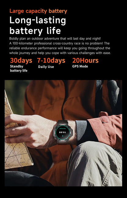2025 New T-Rex 3 Ultra GPS Smart Watch Men 10ATM IP68 Waterproof Built-in Dual-band GNSS Compass Military Sport Smart Watch