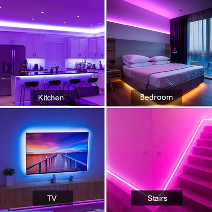 LED Strip Lights 10m 20m 30m Music Sync RGB Led Strip Tape Lights for Room Home Party Decoration TV Backlight Felxible Ribbon