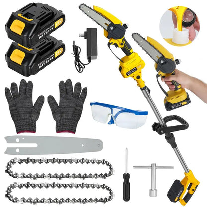 Cordless 2-in-1 Pole Saw And Mini Chainsaw 6-Inch Brushless Electric Chain Saw with 5.9 Feet Max Reach for Trimming And Cutting