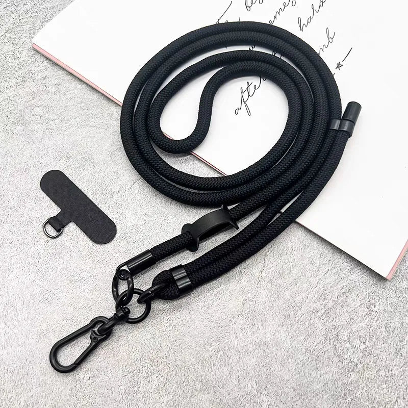 150cm Adjustable Mobile Phone Xyun Outdoor Anti-lost Crossbody Phone Lanyards Neck Rope with Patch Cellphone Hanging Cord Strap