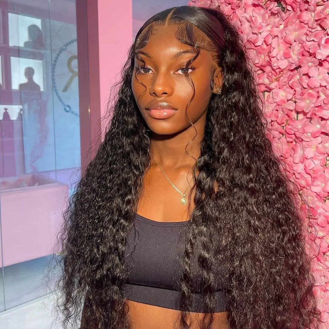 40 46 Inch 13x4 13x6 HD Deep Wave Lace Frontal Wig Brazilian Loose Water Curly Lace Front Human Hair Wigs For Women 300% Density