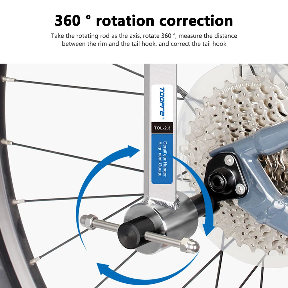 TOOPRE Bicycle Rear Derailleur Hanger Alignment Gauge Aluminium Alloy Straighten Tool for Mountain Road Bike 20-29'' Wheel