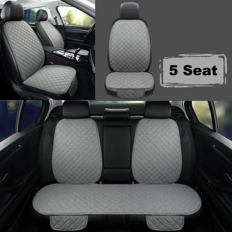 Universal Car Seat Cover Protector Linen Front Rear Back Flax Summer Cushion Pad Mat Sedan Suv Pick-up Car Interior Accessories