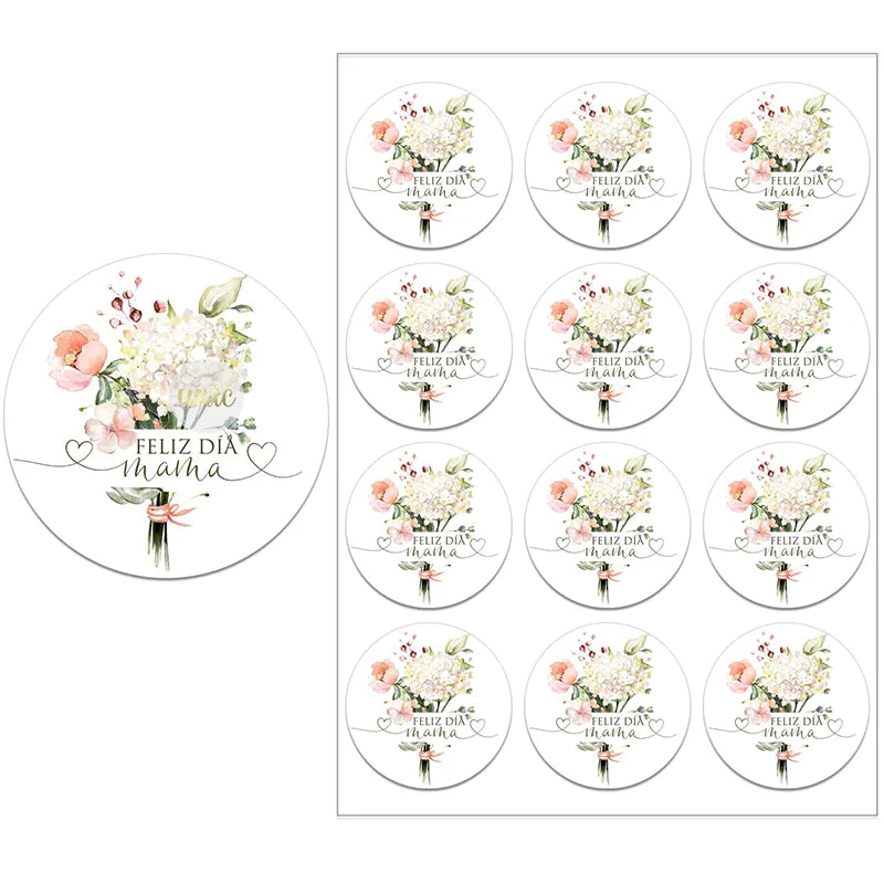Feliz Día De La Madre Español Happy Mother's Day Decor Stickers Labels Floral Self-adhesive Paper Labels