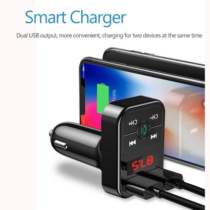 XIKCU LED MP3 Bluetooth FM Audio Receiver Hands-Free Bluetooth 5.0 Transmitter 2.1A 3.1A QC3.0 Type C Dual USB Car kit Charger
