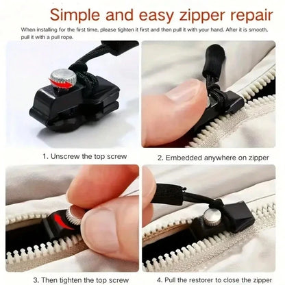 3-12Pcs Universal Zipper Repair Kit Quick Instant Detachable Zipper Head Replacement Zipper Slider Pull Jacket Bags Coat DIY Sew