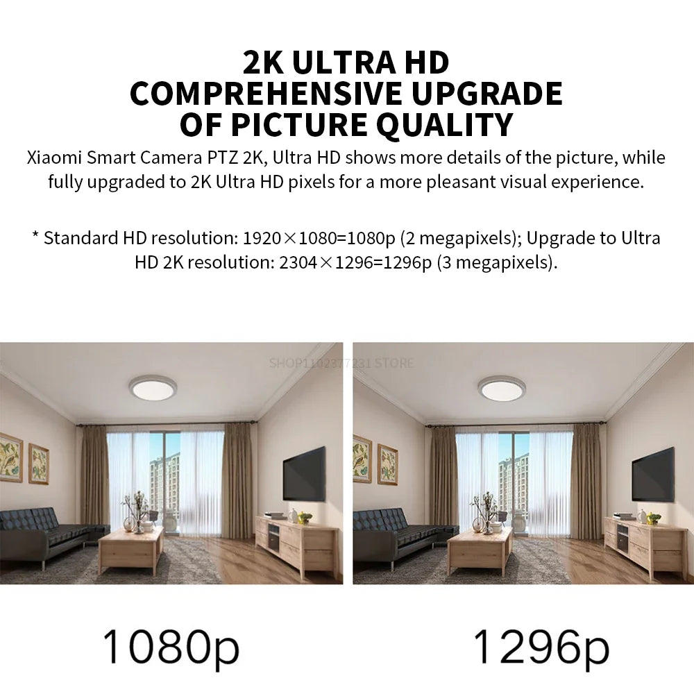 Xiaomi 360° Smart Home Security Camera Mi PTZ 2K Webcam 1296P 3 Megapixel AI Human Detection Night Vision Webcam Chinese Version