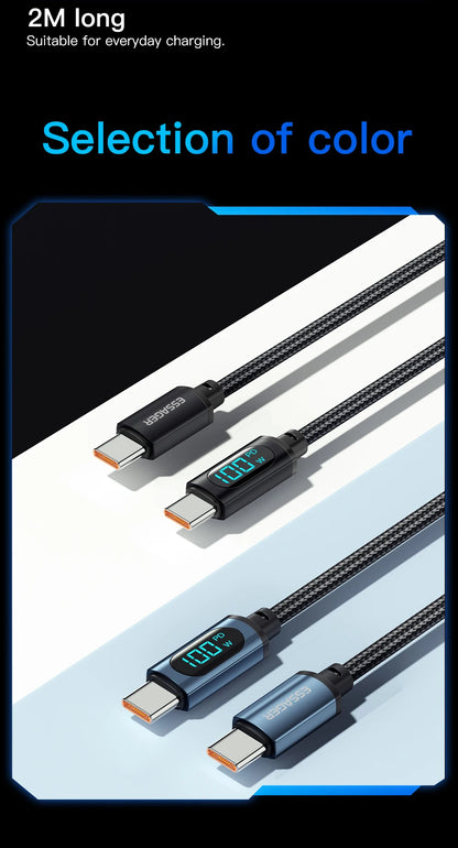 Essager Type C to Type C Cable 100W PD Fast Charging Charger USB C to USB C Display Cable For Xiaomi POCO F3 Realme Macbook iPad