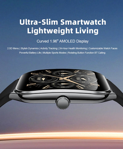 New Ultra Thin Smart Watch men 1.96" AMOLED 360*360 HD Pixel Display Always Show Time Bluetooth Call Reminder Smartwatch Ladies