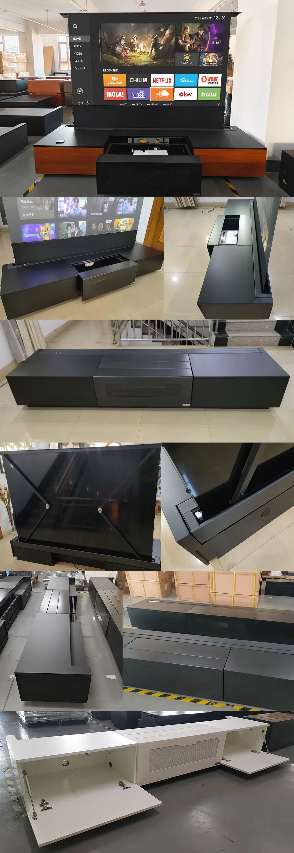 100-120inch Motorized Projection Smart UST Laser Projector Cabinet Living Room Integrated UST Projector Cabinet for Home Theater