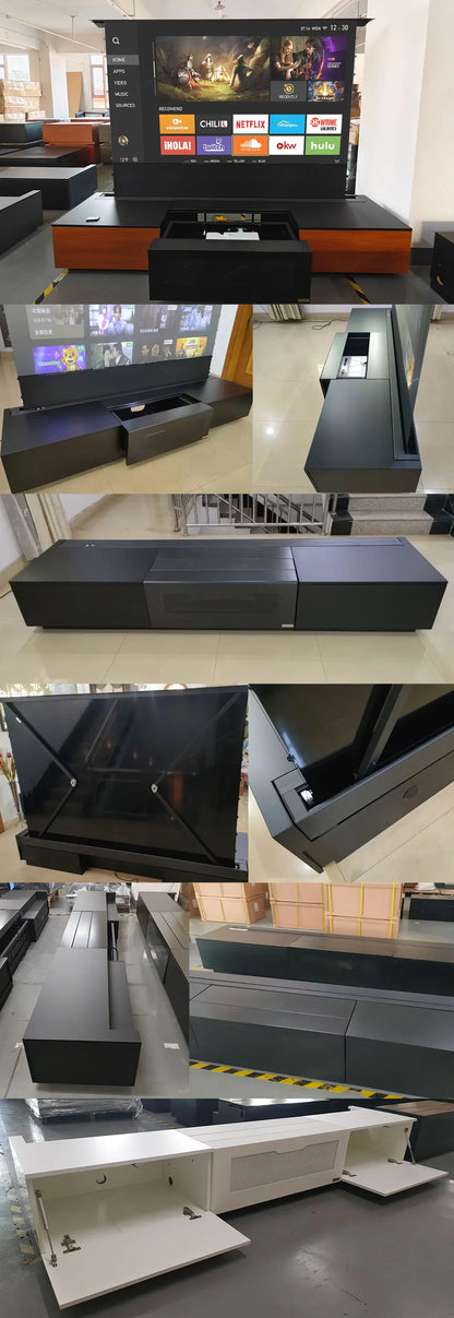 100-120inch Motorized Projection Smart UST Laser Projector Cabinet Living Room Integrated UST Projector Cabinet for Home Theater