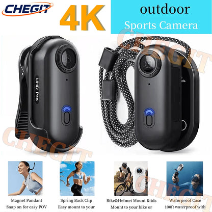 4K WiFi HD POV Magnetic Mini Action Camera Wireless Pocket Video Vlog Cam Helmet Motorcycle Bicycle Sports Holder Mount Recorder