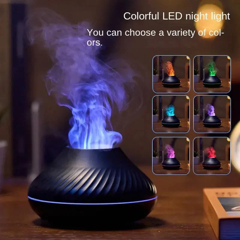 Flame Aroma Diffuser Humidifier With Colorful Essential Oil Diffuser  7 Color LED Light Portable Desktop  Air Humidifier