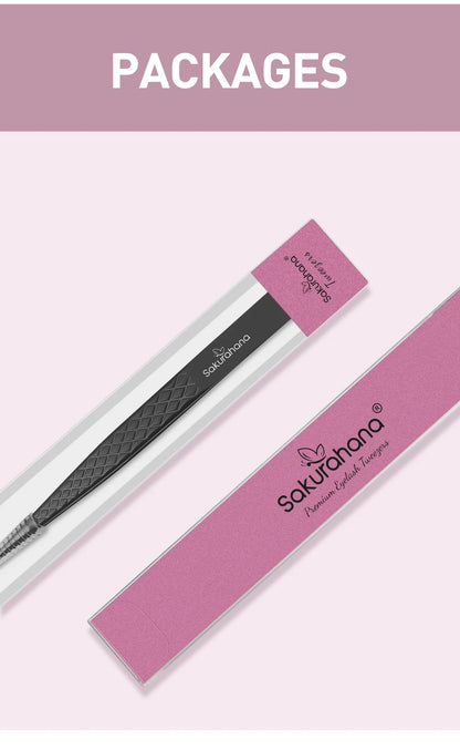 SAKURAHANA Professional Eyelash Tweezers Black Fiber Tip For Lash Extensions Mega Volume Mink Lashes Tool Makeup Artist Kit