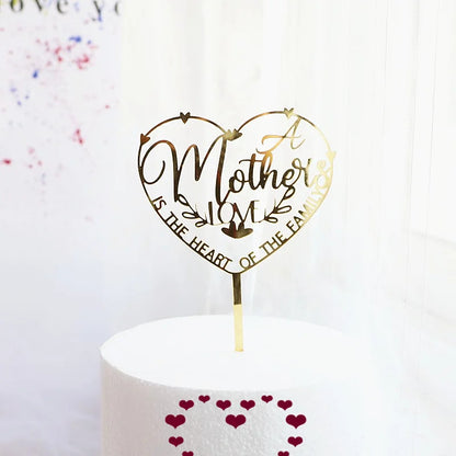 New Happy Mother's Day Birthday Cake Topper Gold High-grade Acrylic MOM Party Cake Toppers Mother's Day Gifts Dessert Decoration