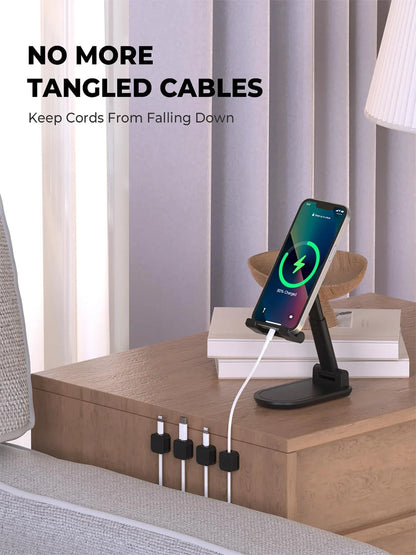 Non-magnetic Strong Cable Clips Adjustable Cord Holder | Adhesive Under Desk Mgmt Organizer for Home Office Car Wall Desktop
