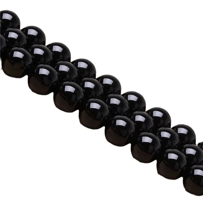 Nature Onyx Bracelet With Stone for Men Natural-Stone Shiny Black Obisidian Handmade-Bracelet Yoga Meditation Jewelry