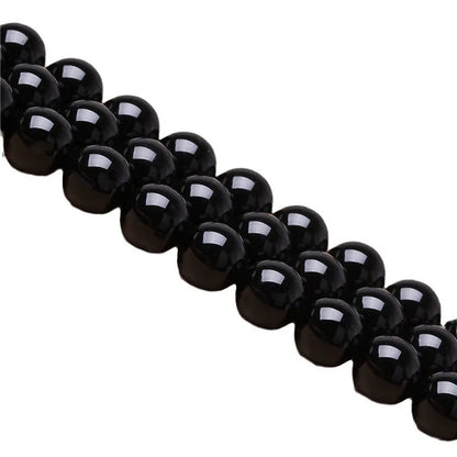 Nature Onyx Bracelet With Stone for Men Natural-Stone Shiny Black Obisidian Handmade-Bracelet Yoga Meditation Jewelry