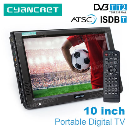LEADSTAR D10 10inch HD Portable TV DVB-T2 ATSC ISDB-T tdt DTT Digital and Analog Mini Small Car Television Support MP4 H.265 AC3