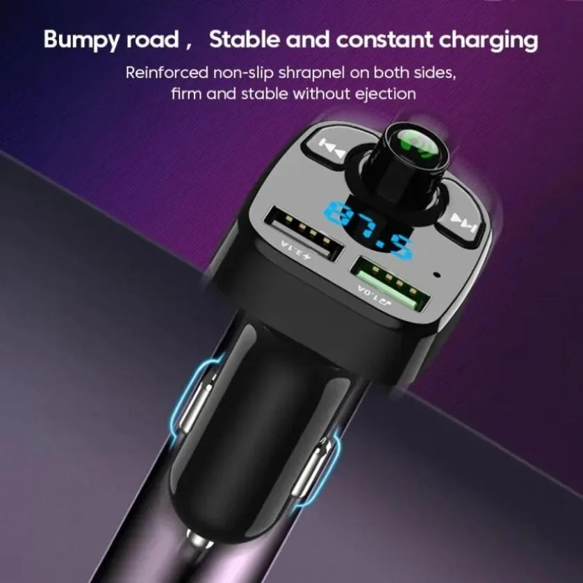 XIKCU LED MP3 Bluetooth FM Audio Receiver Hands-Free Bluetooth 5.0 Transmitter 2.1A 3.1A QC3.0 Type C Dual USB Car kit Charger