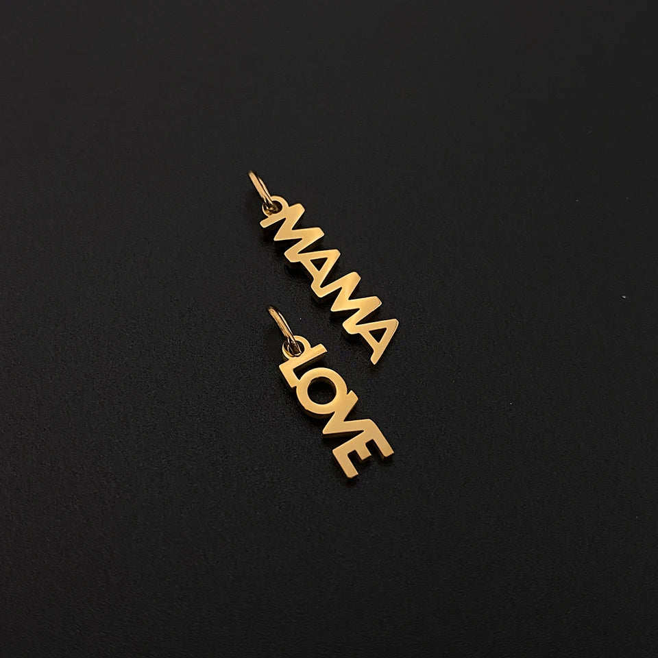 eManco  MAMA LOVE Pendant  Charms Stainless Steel Letter Hang Ornament For DIY Mother's Day Nacklace Earrings Jewelry Making