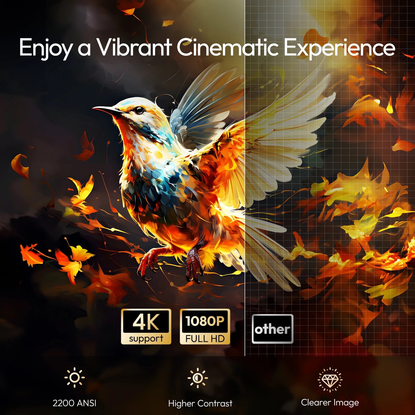 BYINTEK R90 Max 1080P Projector 4K Full HD DLP 2200 ANSI Lumens Android TV 13.0  3D 4K Supported Smart  Home Theater  Projector