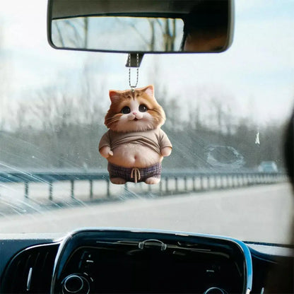 Fat Puppy Keychain 2D Flat Acrylic Cartoon Dog Ornament Car Mirror Backpacks Hanging Pendant For Home Decor
