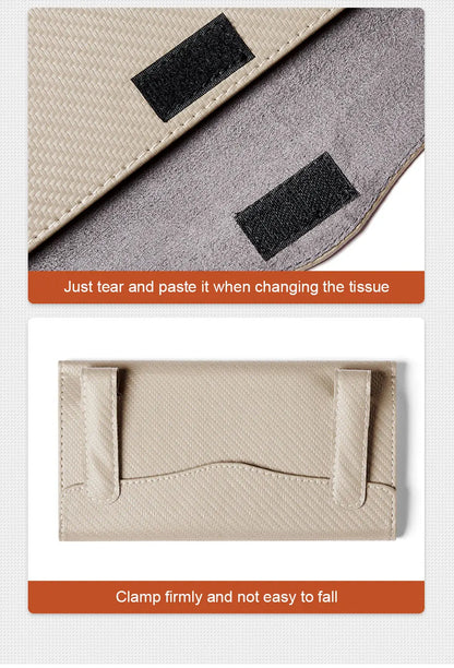 SEAMETAL Car Sunshade Plate Tissue Box Universal Auto Interior Paper Towel Storage Bag Carbon Fiber Sun Visor Tissue Boxes