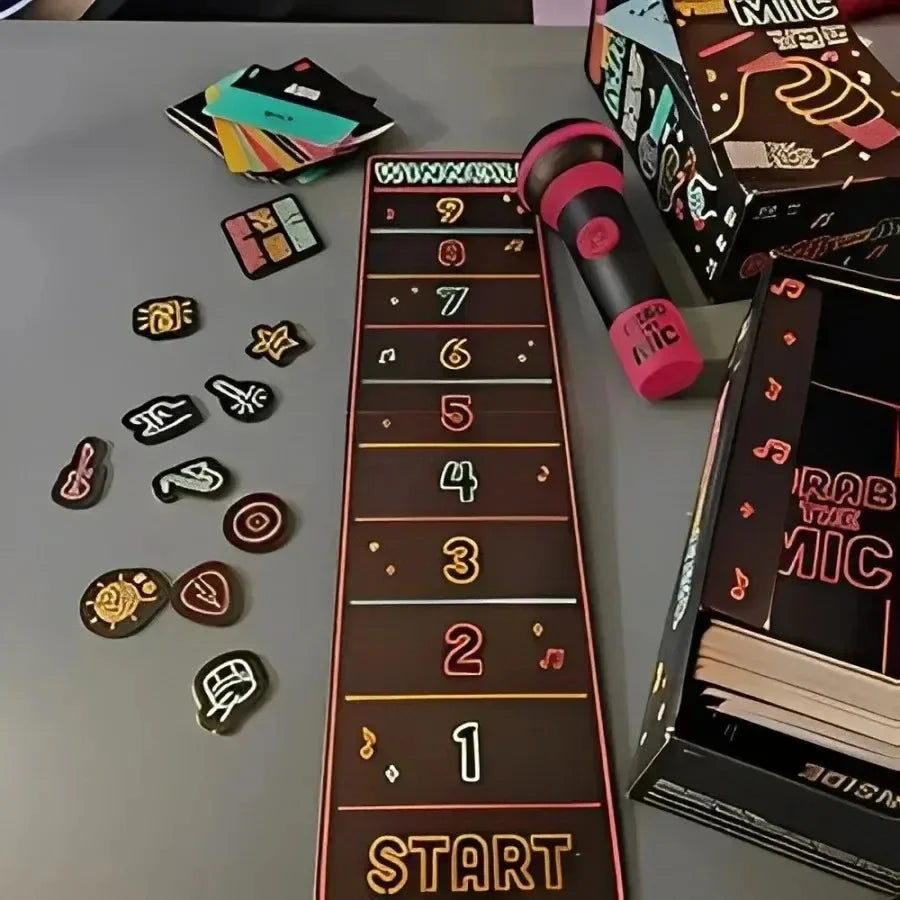 Karaoke Board Game for Family & Party, 2–10 Players, Fun Singing Card Game with 125 Lyric Cards for Adults