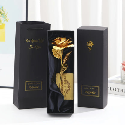 Foil Rose Flower with Gift Box & Card Eternal Rose Gifts for Valentine's Day Thanksgiving Mother's Day Party Favors Decors