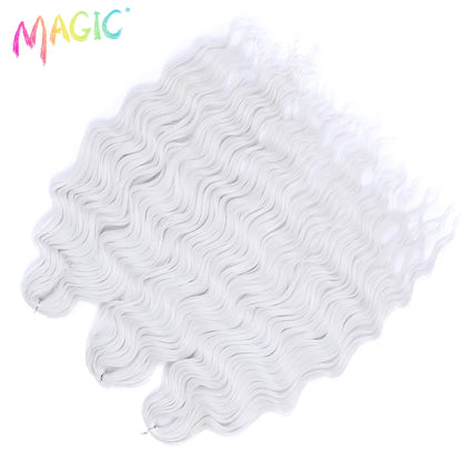 Anna Synthetic Hair 24 Inch Water Wave Braiding Hair Extensions Ombre Blonde Deep Wave Afro Curl Twist Crochet Hair for Women
