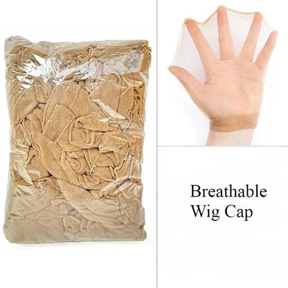 100Pcs HD Wig Caps High Quality Transparent HD Hair Nets Weave Nylon Stretchy Lace Front Wig Cap for Women Men Light Brown