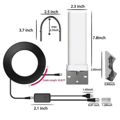 Outdoor digital TV antenna 35dBi remote signal amplifier 4K 1080P free HDTV channel ATSC DVB-T DMB-T ISDB-T